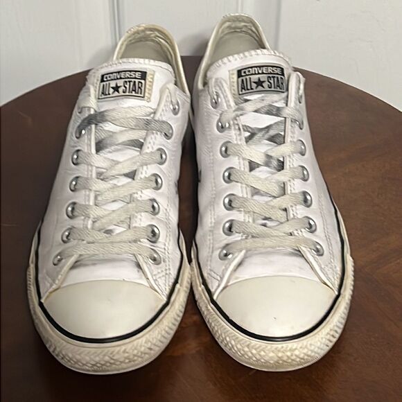 🔥🔥 CONVERSE ALL STAR “LEATHER” White - Men Sz 9 / Women Sz 11 - Good Condition - Picture 5 of 8